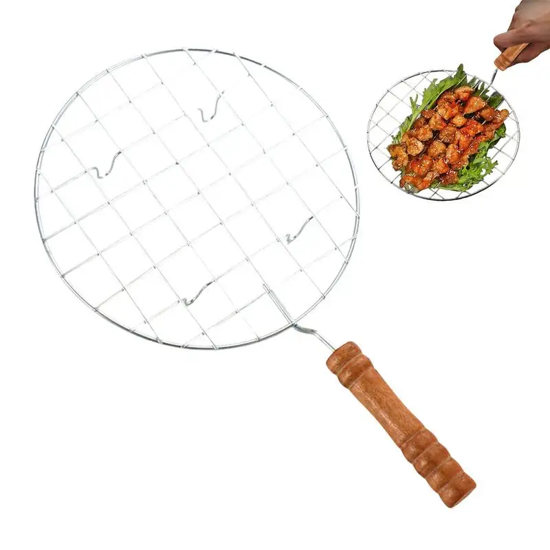 Wire Roaster Round Cooking Racks Stainless Steel Roasting Cooking Racks With Handle For Picnic Camping Baking barbecue mesh