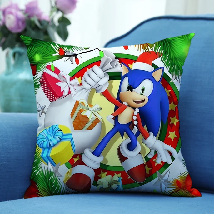 Sonics Christmas Pillowcase Anime Pillow Case Children Bedroom Pillowslip Living Room Sofa Cushion Cover Christmas Decorations