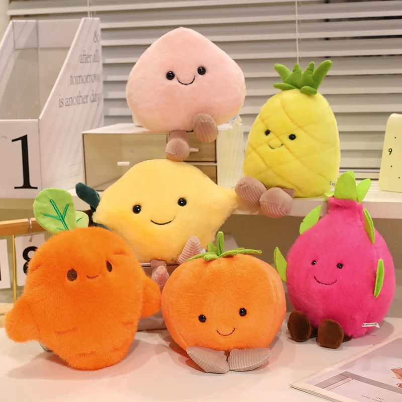 Carino Ananas Drago Frutta Giocattoli di Peluche Bella Limone Pesca Pitaya Zucca Farcito Giocattolo Morbido Mela Cachi Anguria Carota Bambola