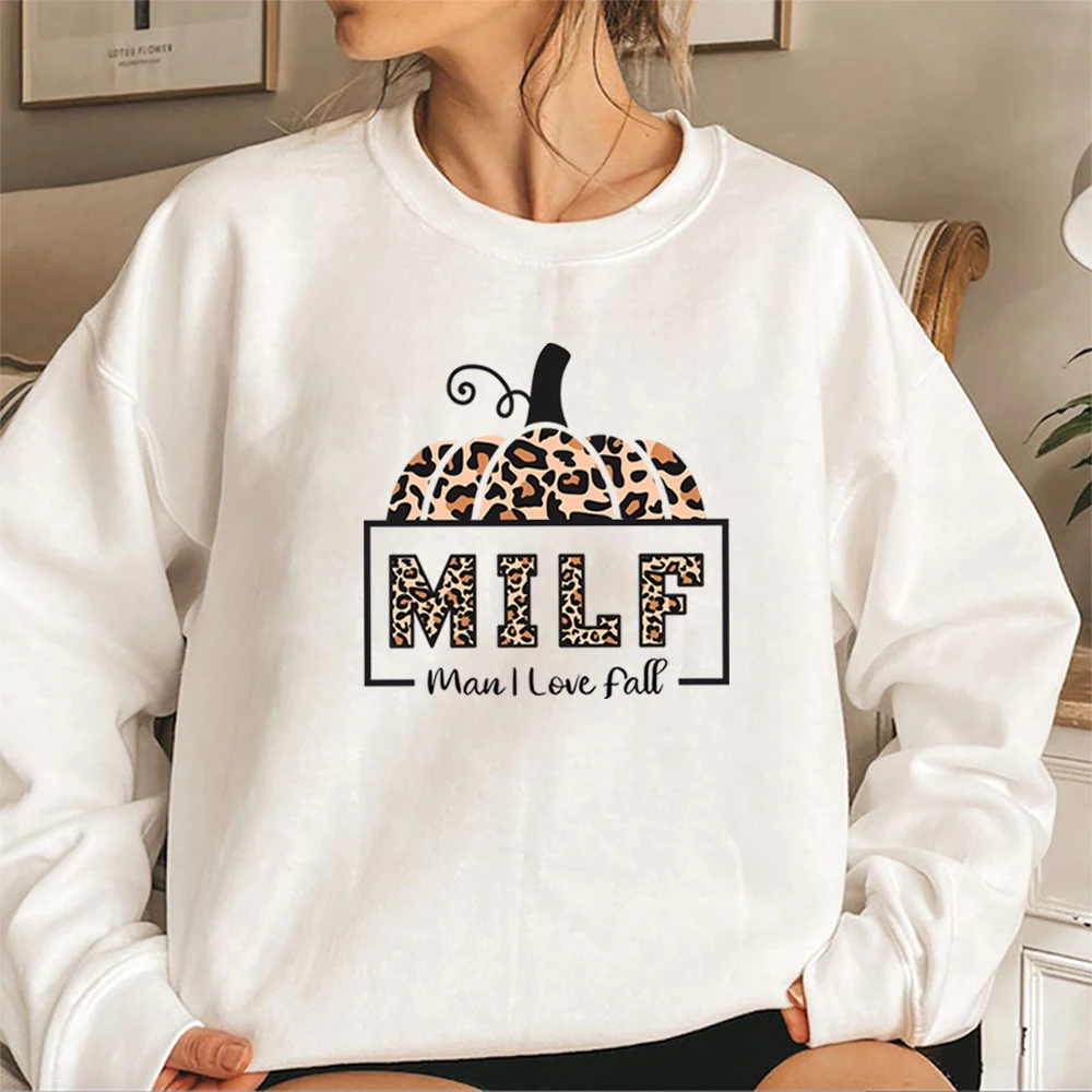 Milf Man I Love Fall Sweatshirt Pumpkin Fall Season Hoodie Milf Pullover Vintage Leopard Pumpkin Halloween Crewneck Sweatshirts