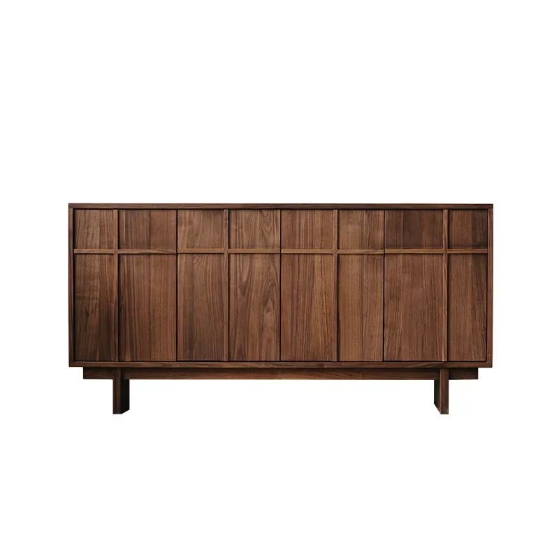 

Black walnut solid wood bone line dining side cabinet integrated against the wall living room retro locker