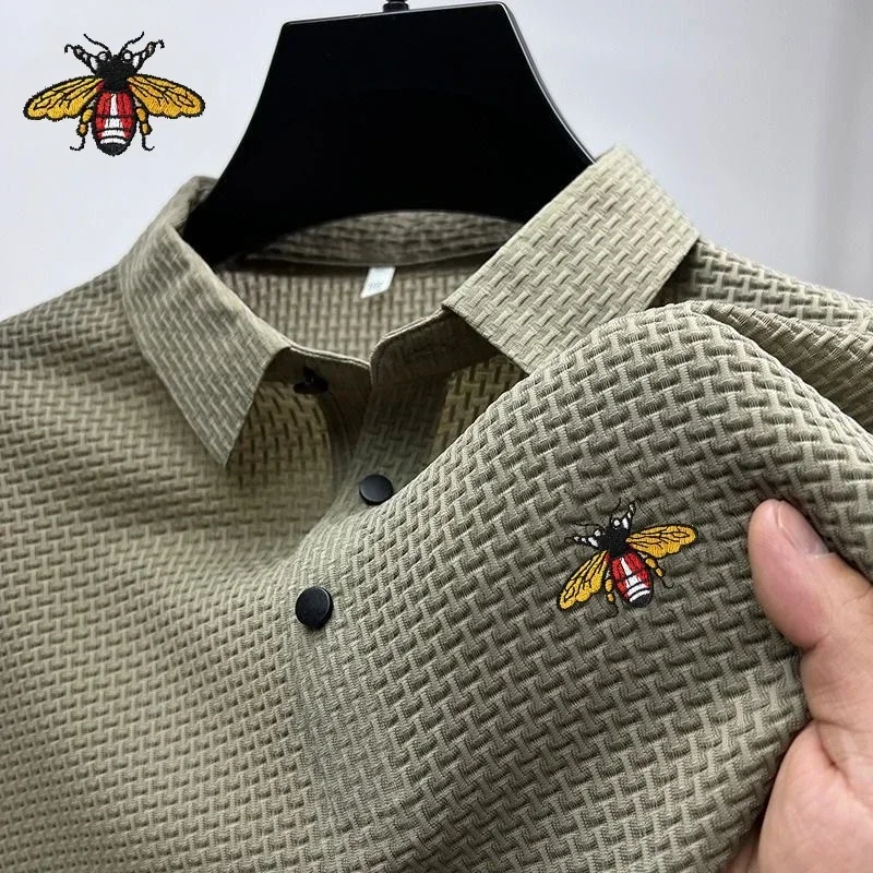 

Men's summer high-quality ice silk cool polo shirt new fashionable casual short sleeved top