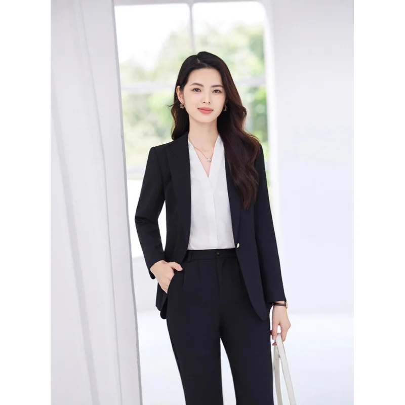 Navy Blue Women's Blazer for Spring and Autumn2025New stylish formal interview workwear professional suit