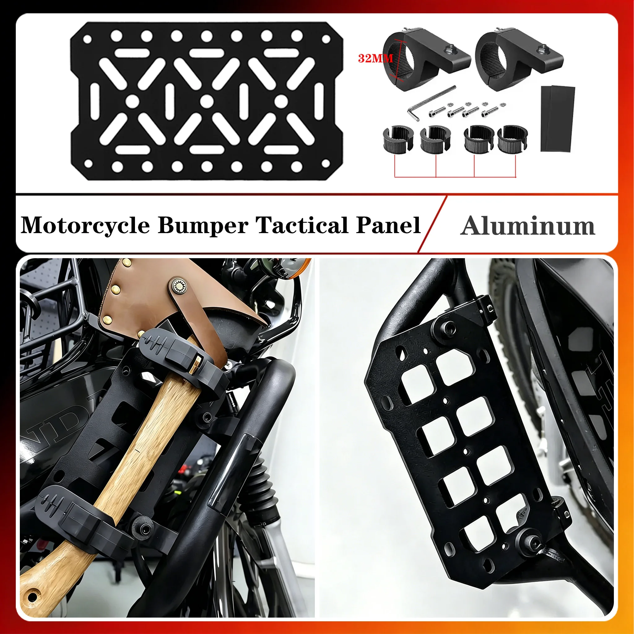 Motorcycle Bumper Molle Panel For Trunk Storage Aluminum Alloy Waterproof Tactical Expansion Panel Organizer Modular Storage