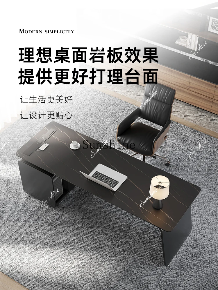 

WItalian minimalist rock slab living room large long desk premium desktop workbench home office