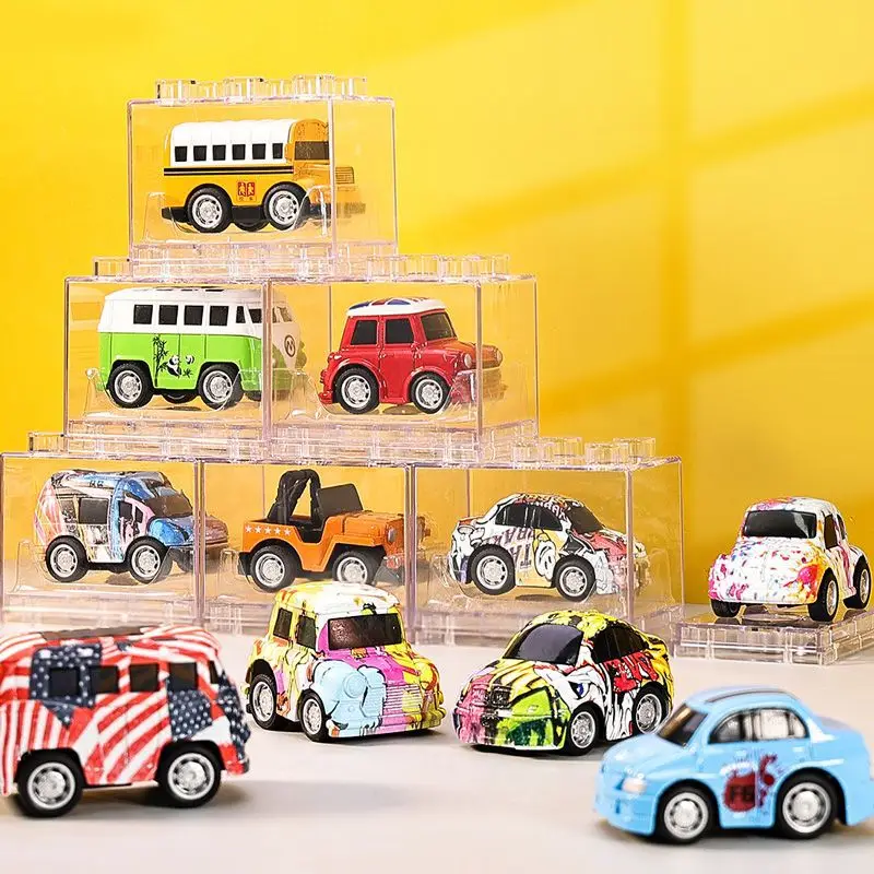 Mini alliage retirer voiture camouflage graffiti bloc de construction voiture enfants jouer maison jouets enfants à collectionner