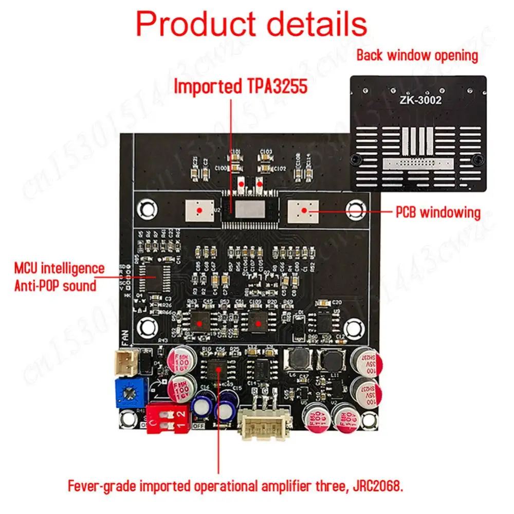 ZK-3002 Digital Amplifier Board TPA3255 Stereo Audio Amplify Board Pure Rear Stage Power Amplifier Board for Subwoofer Speaker