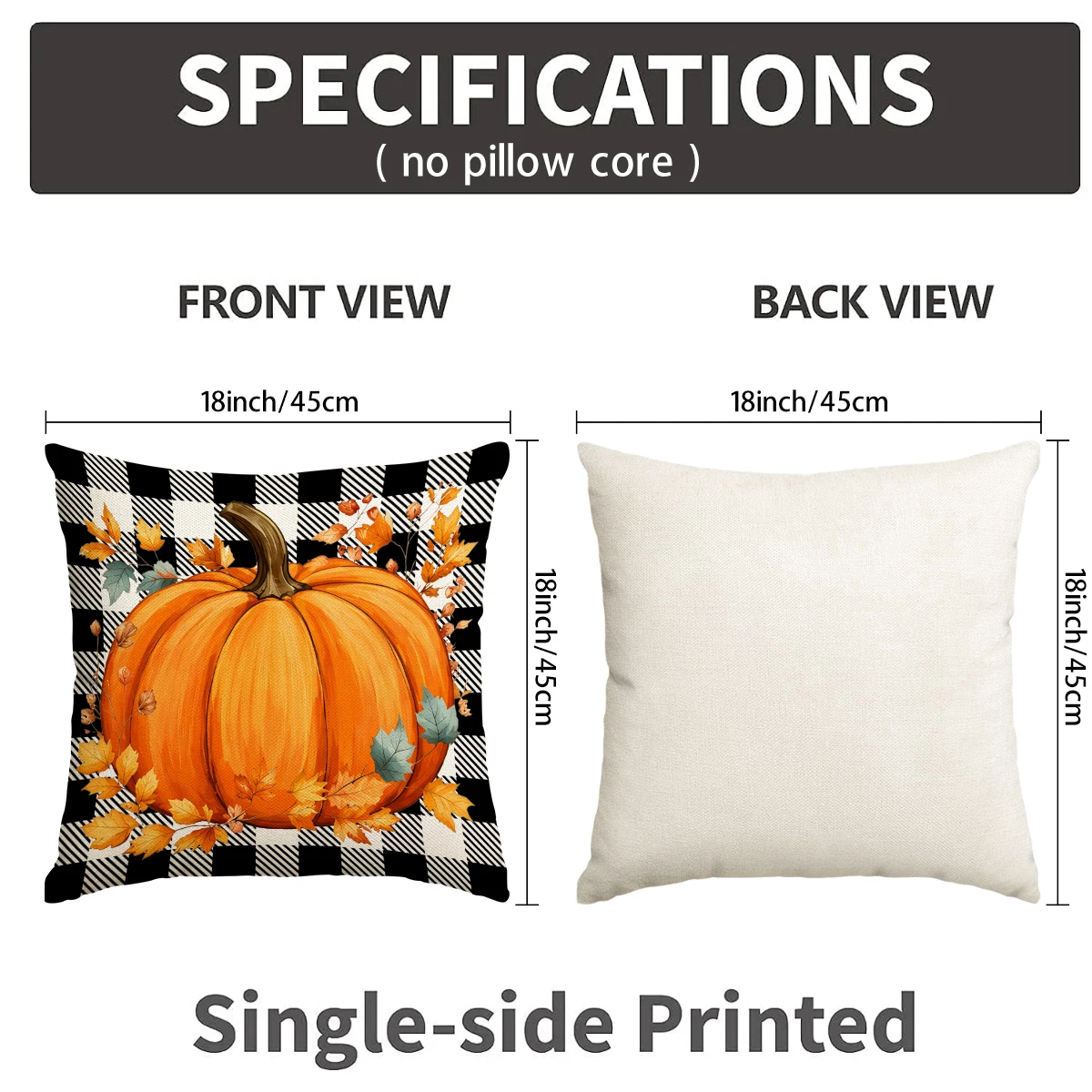 4pcs Thanksgiving Autumn Pillow Cover, Vintage Pumpkin, Maple Leaf, Turkey Pattern Pillow Cover Autumn Thanksgiving Pillowcase