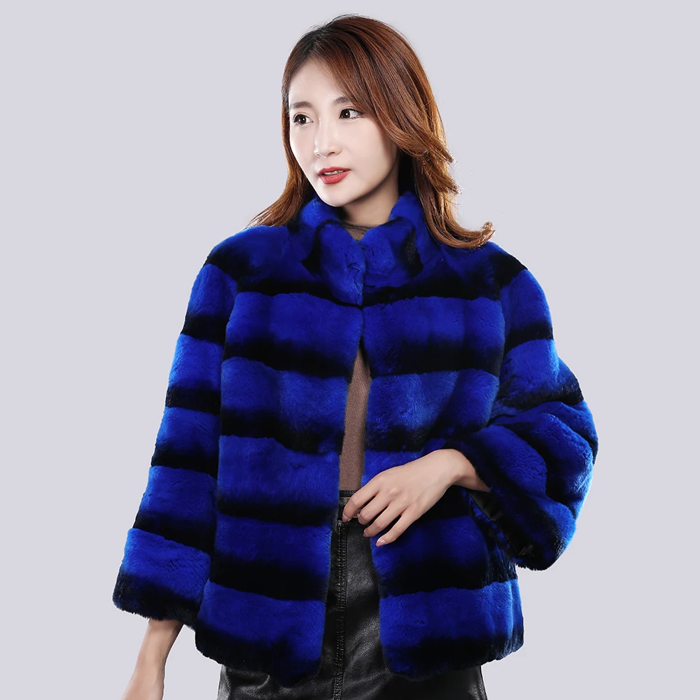 2025 nuevo estilo de lujo para mujer, abrigo de piel auténtica cálido para invierno, chaquetas de piel de conejo Rex auténtica, Chaqueta corta de piel Natural genuina para mujer