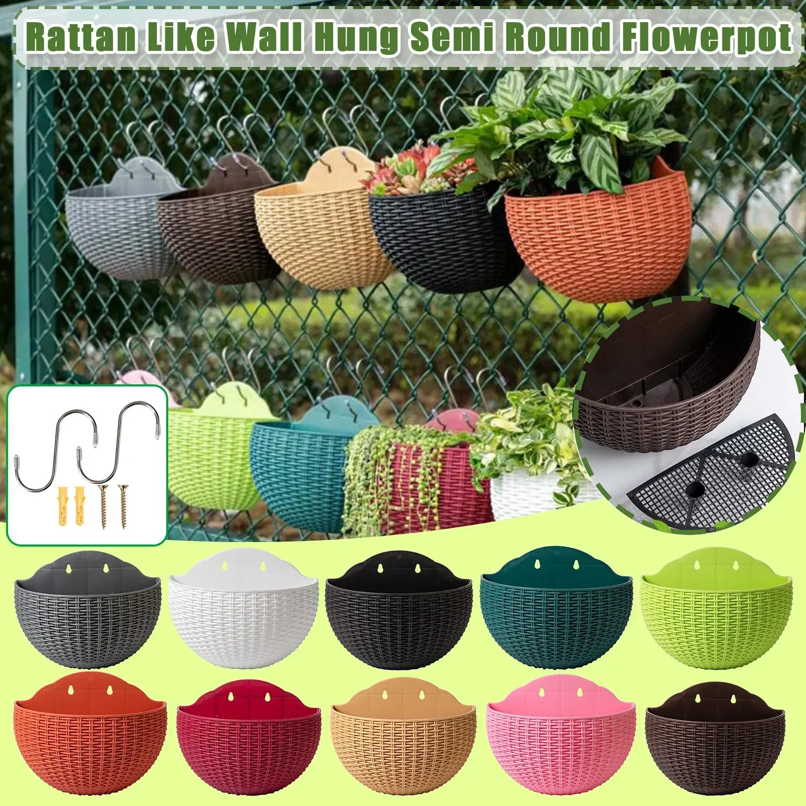 

Hot Hanging Flower Basket Garden Party Handmade DIY Vase Sundries Organizer Wall Hanging Artificial Rattan Home Decor Pots