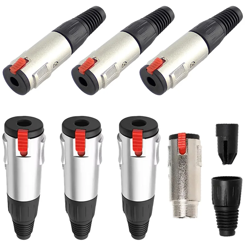 2/4/8Pcs 1/4 inch Stereo 6.35mm Female Jack Microphonne Audio Cable Wire Connection XLR Connector with Locking Terminal