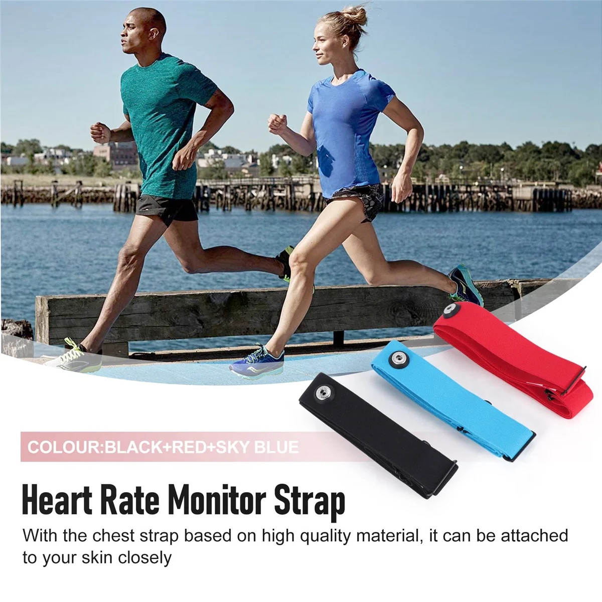 SMIEA 3Pcs for Magene Heart Rate Chest Strap Adjustable Elastic Strap for Polar Wahoo Garmin Sports Wireless Monitor Rate Belt A