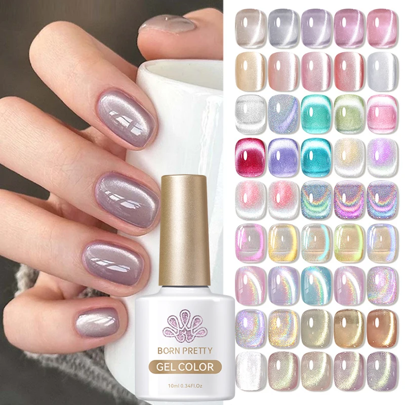 BORN PRETTY 10ml Glass Beaded Crystal Cat Magnetic Gel Nail Polish Crystal Varnish Semi Permanent Soak Off UV Gel Varnish DIY