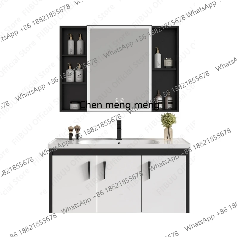 

Floating Wall Mounted Bathroom Vanity Set with Integrated Sink Basin Defog Smart Mirror Cabinet Combo Bathroom Large Storage