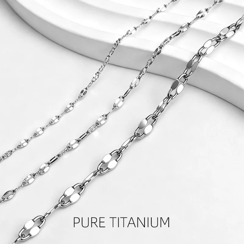NEW Pure Titanium Lip Style Chain Necklace Fashion 2/2.2/4.2mm Width Anti-Allergic Skin Friendly Collar Necklace Jewelry Gifts