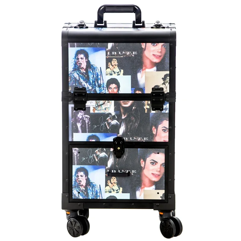 Multi-functional trolley cosmetics storage with makeup artist nail embroidery