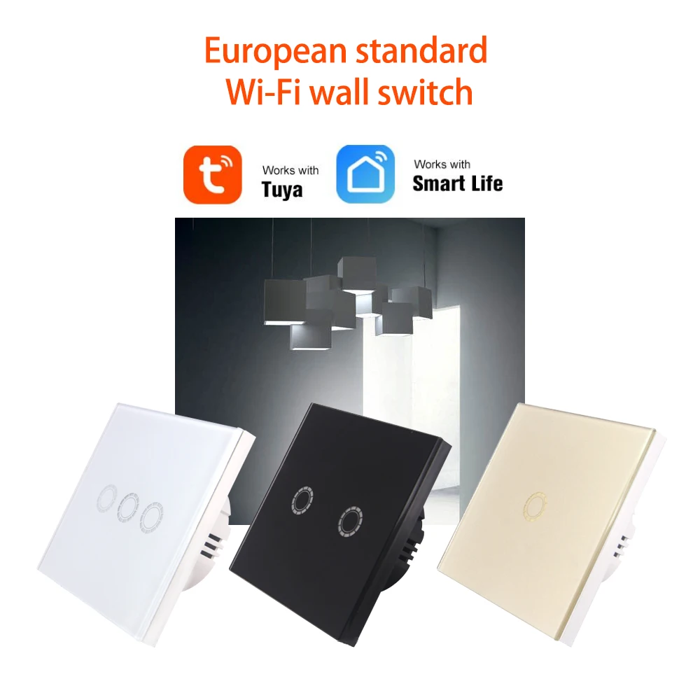 COLOROCK European Standard 1-Gang Light Switch Smart Wall Switch Wi-Fi Control 20A 90-250V AC Neutral Wire Required