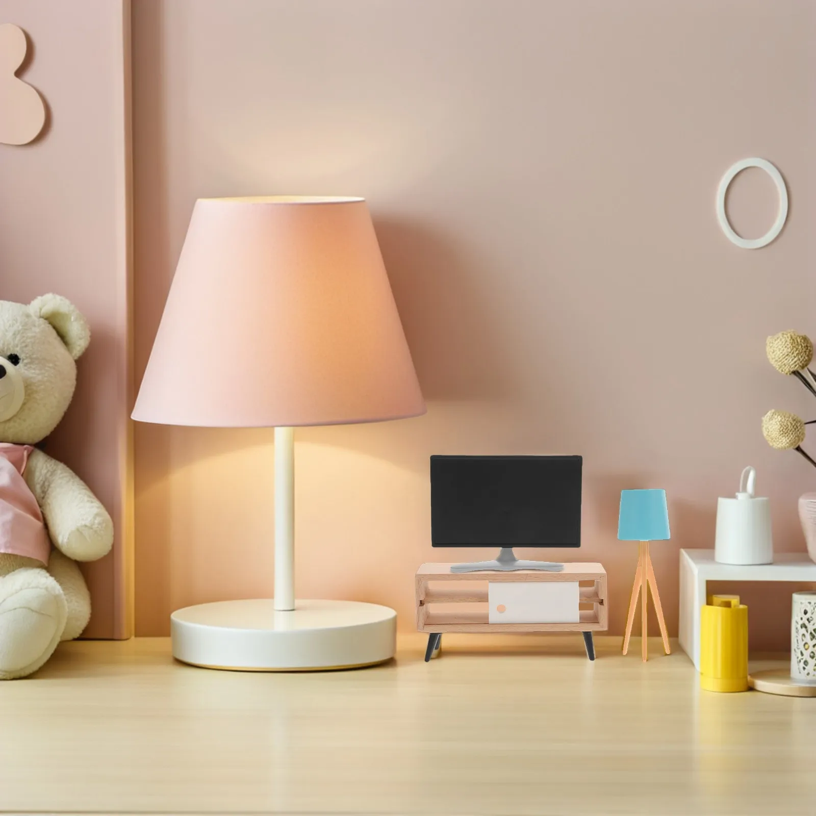 

1Set Mini TV Cabinet Crafted Premium Material Stylish Simple Design Decorative Miniature Furniture for Mini House Room Ornament