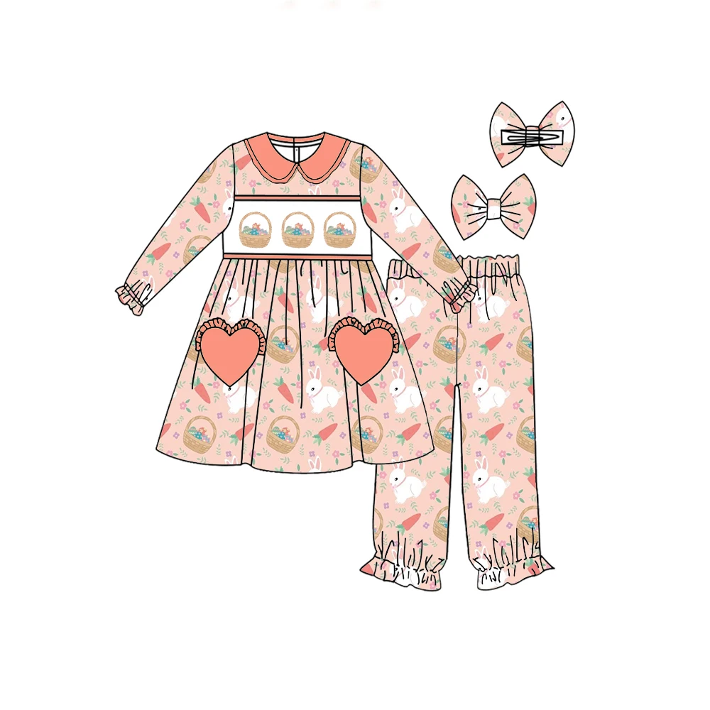 

2025 Easter boutique children's clothing sets long sleeves and long pants baby girl clothing wholesale boutique children's cloth