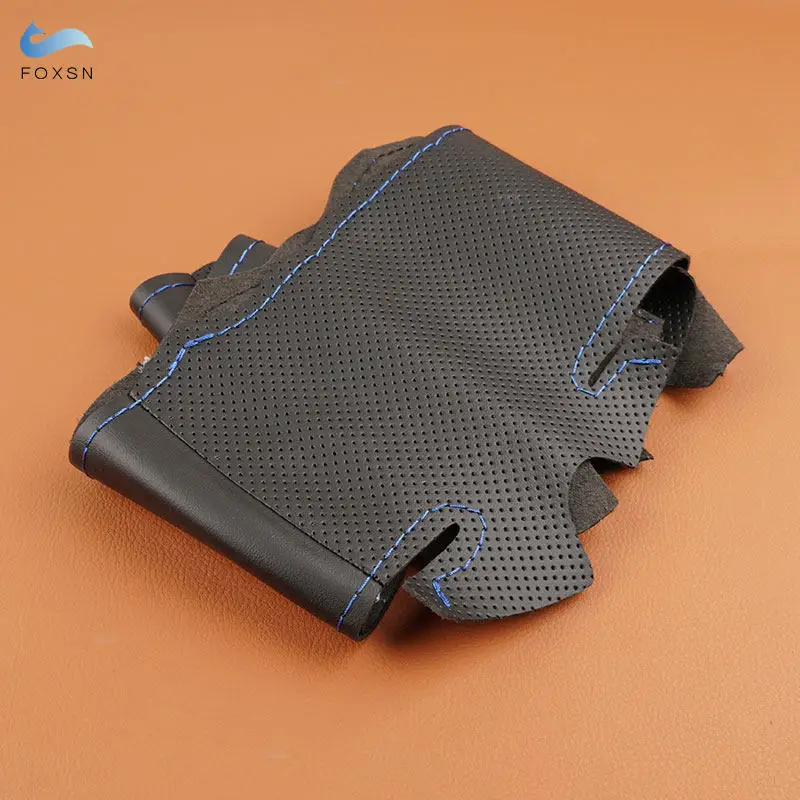 Perforated Leather Cover For Hyundai Elantra Veloster 2019 i30 2017-2019 Hand Sewing Car Interior Steering Wheel Cover Trim DIY