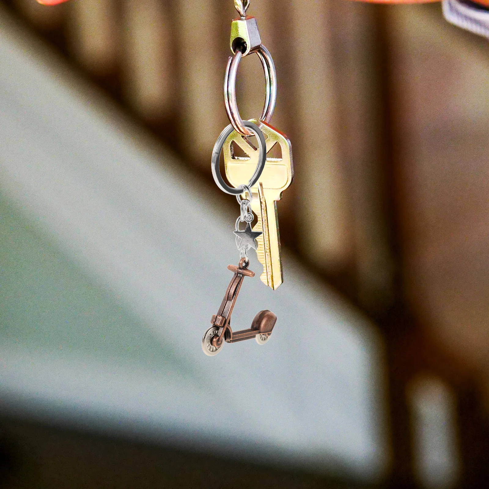 

4pcs Mini Scooter Keychain Decor Metal Zinc Alloy Pendant Bag Hanging Ornament Schoolbag Charm Car Key Ring Durable Cute
