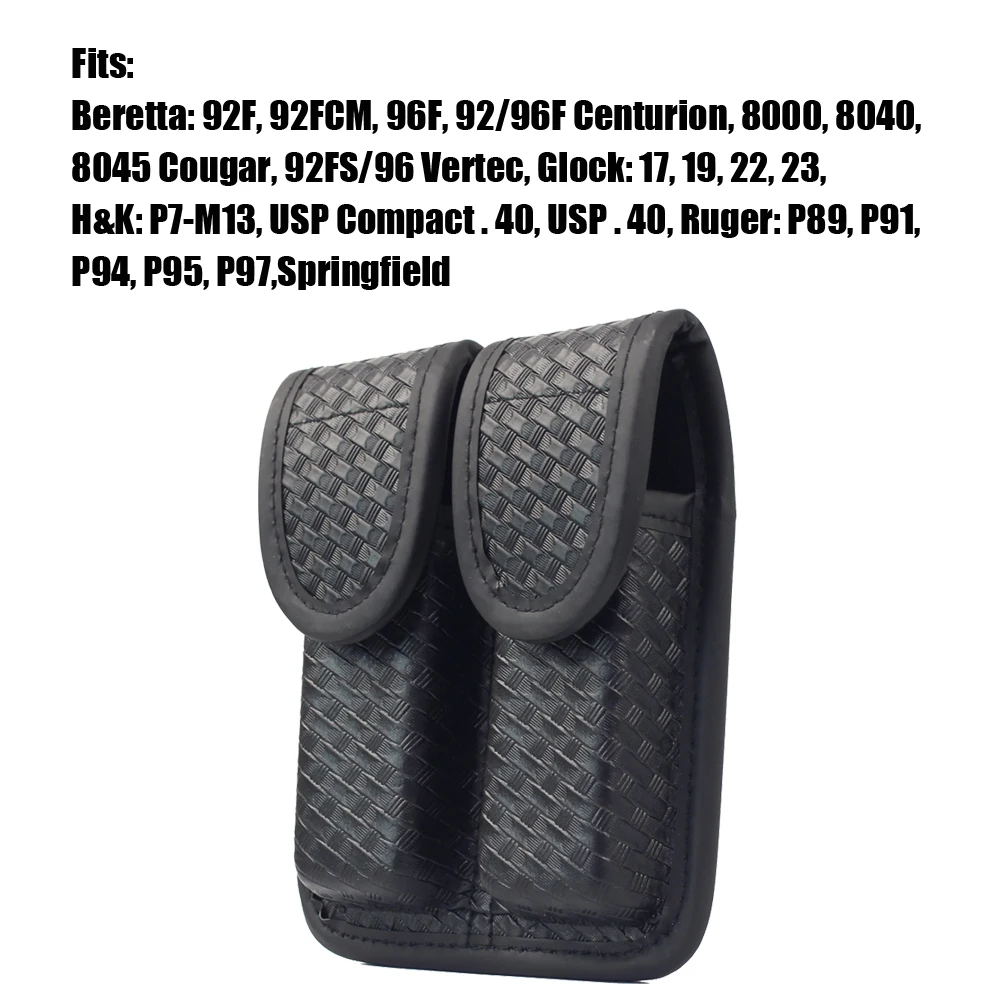 Basketweave Double Magazine Pouch, Snap Double Handgun Double Mag Pouch, for 2.25\