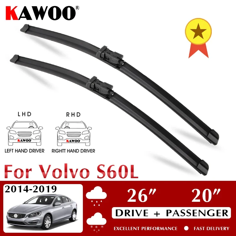 

KAWOO Wiper Front Car Wiper Blade For Volvo S60L 2014-2019 Windshield Windscreen Front Window Accessories 26"+20" LHD RHD