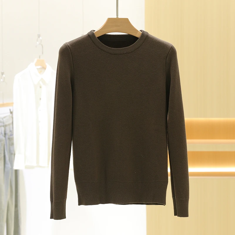Suéter de Punto ueso con Cuello Redondo, Informal, Cómodo, Cálido, Estilo Nuevo de Invierno, Top de Mujer de Color Sólido, ...