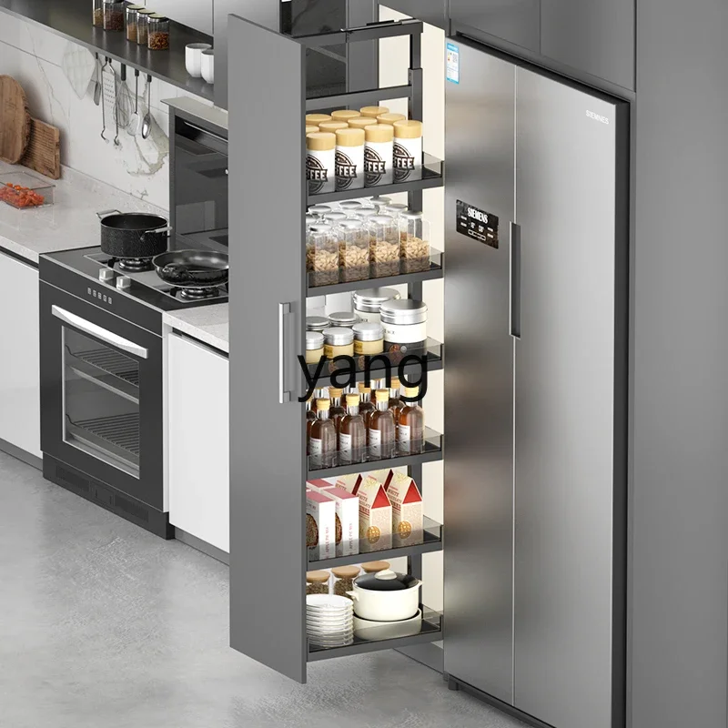 LHH kitchen big monster drawer type glass multi-layer high cabinet pull basket snack cabinet