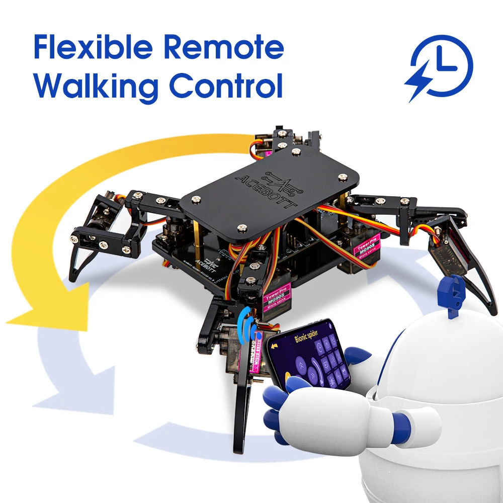 ACEBOTT ESP8266 Bionic Quadruped Spider Robot Kit App Remote Control Walking Crawling STEM Robotics Project for Arduino ESP32