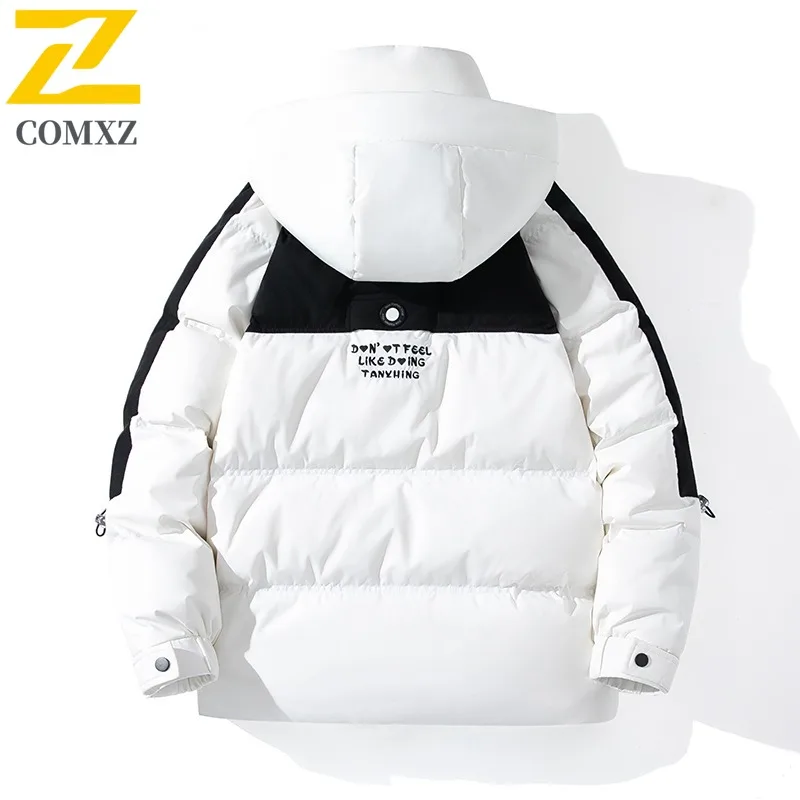 COMXZ Men Bread Jacket Multi Pocket Hooded Workwear Waterproof Thick Warm Adventure Padded Jacket High-Quality Winter Jackets