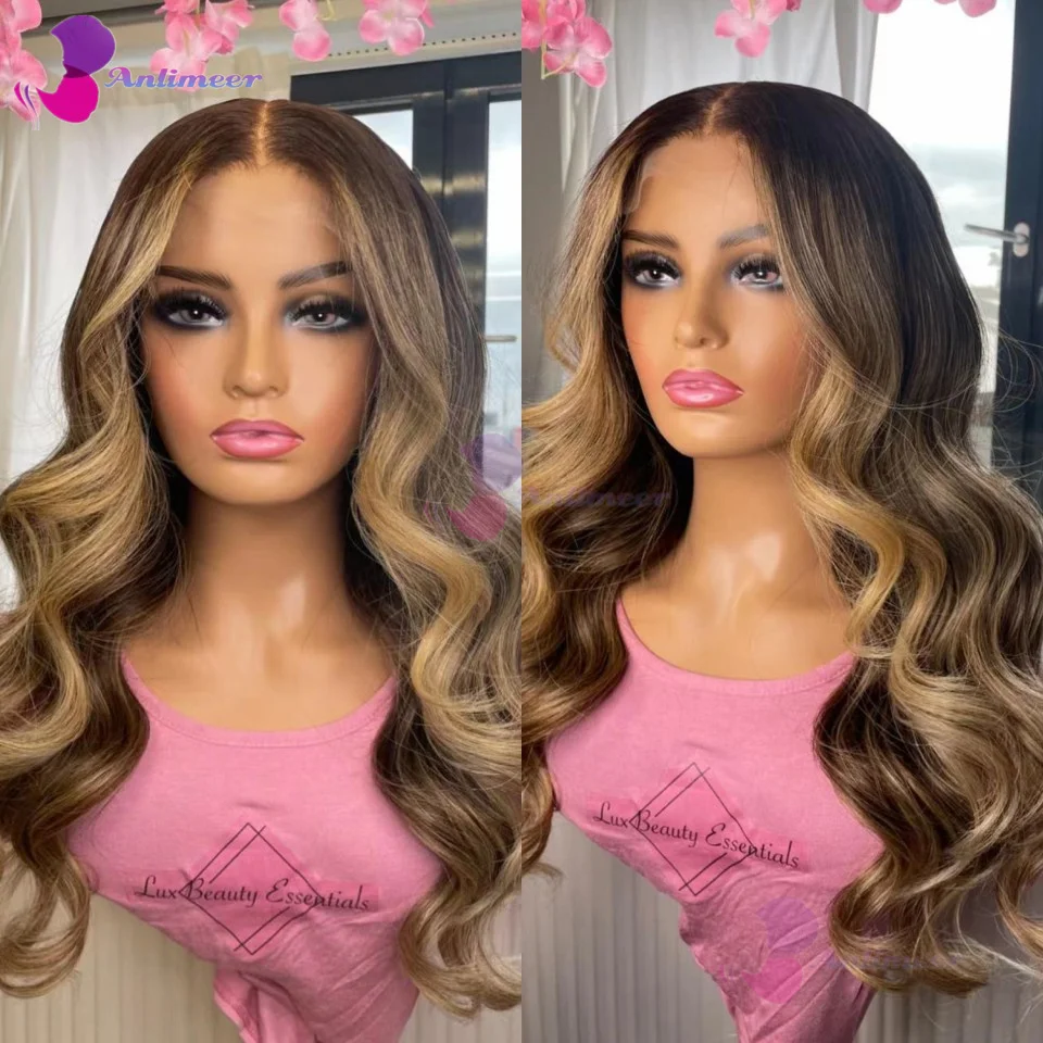 200 Density 4/27 Highlight Ombre 13x6 Lace Frontal Wig Body Wave Human Hair 13x4 Brazilian Brown Blonde Silk Top Lace Front Wigs