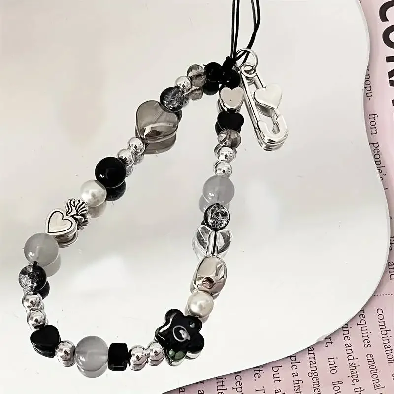 

Cute Flower Bead Bracelet, Phone Chain Pendant for iPhone, Universal Accessories, Stylish Jewelry, Love Heart, Candy, Korea Y2K