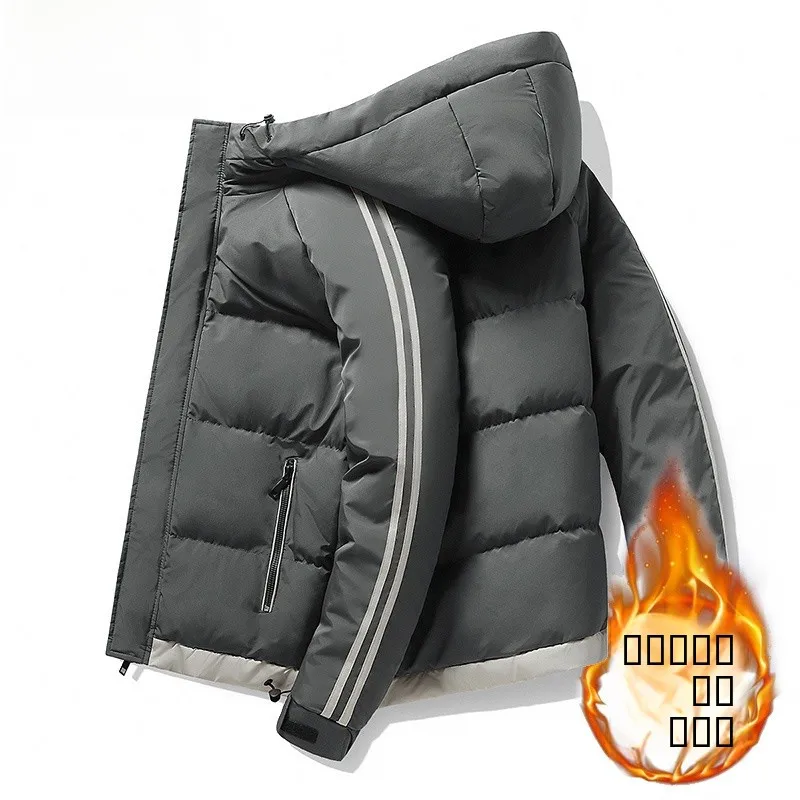 Yuzhao Lin الرجال Thiened أسفل القطن Jaet مقنعين ملابس الشتاء الدافئة حجم كبير معطف القطن ألياف البوليستر طويلة Sve #1