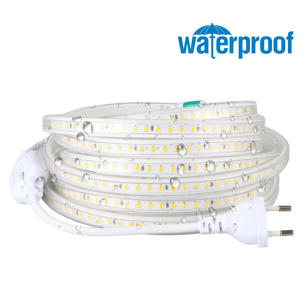 220V LED pod szafką taśma świetlna Ultra jasna 120 diod LED/M wodoodporna kuchnia podświetlenie lampa linowa zewnętrzna dekoracja wnętrz ue