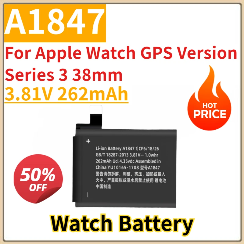 

Brand New Replacement Watch Battery 3.81V 262mAh A1847 For Apple Watch GPS Version Series 3 38mm