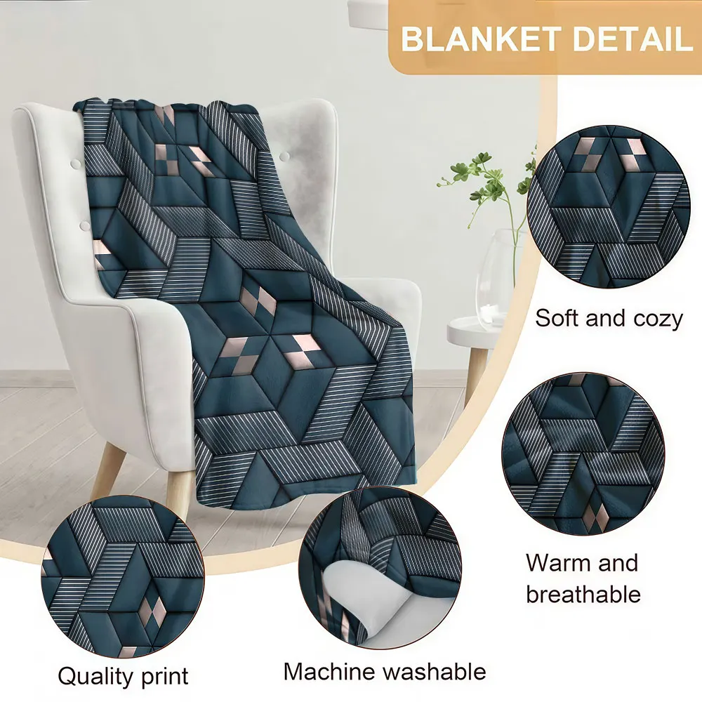 Dark Hexagon Soft Warm Flannel Blanket Lightweight Cozy Christmas Halloween Home Decor Room