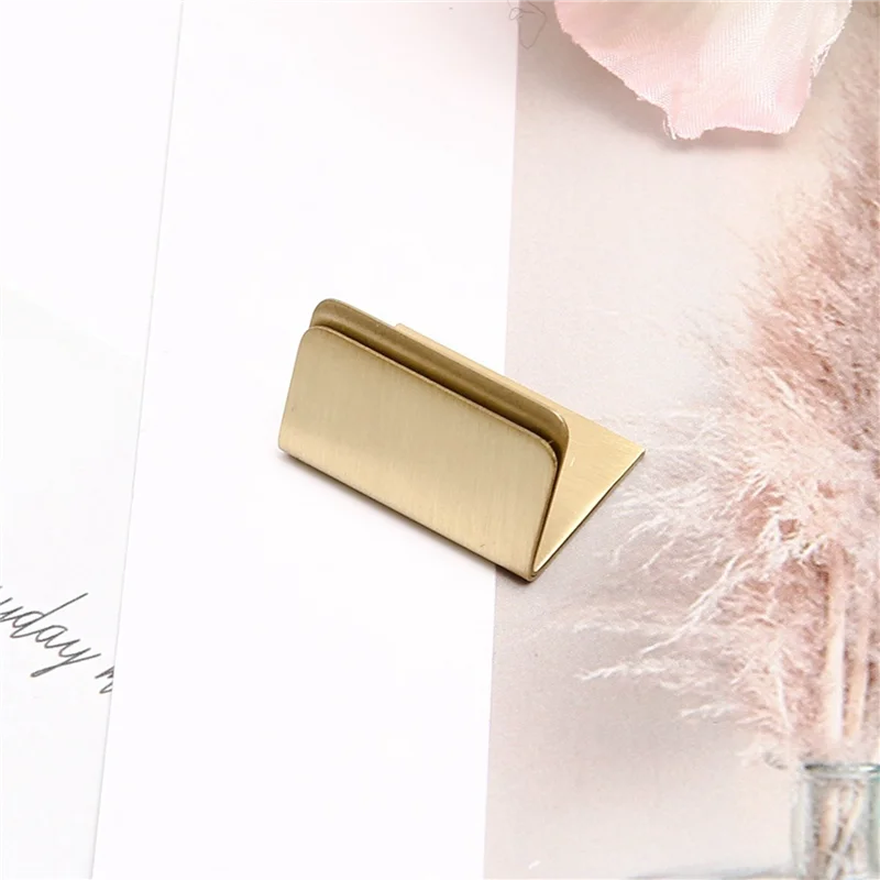 ABWZ-Place Card Holders Brass 60Pcs Wide Size Vintage Table Card Holder Antique Small Table Card Stands Memo Price Tags view 2