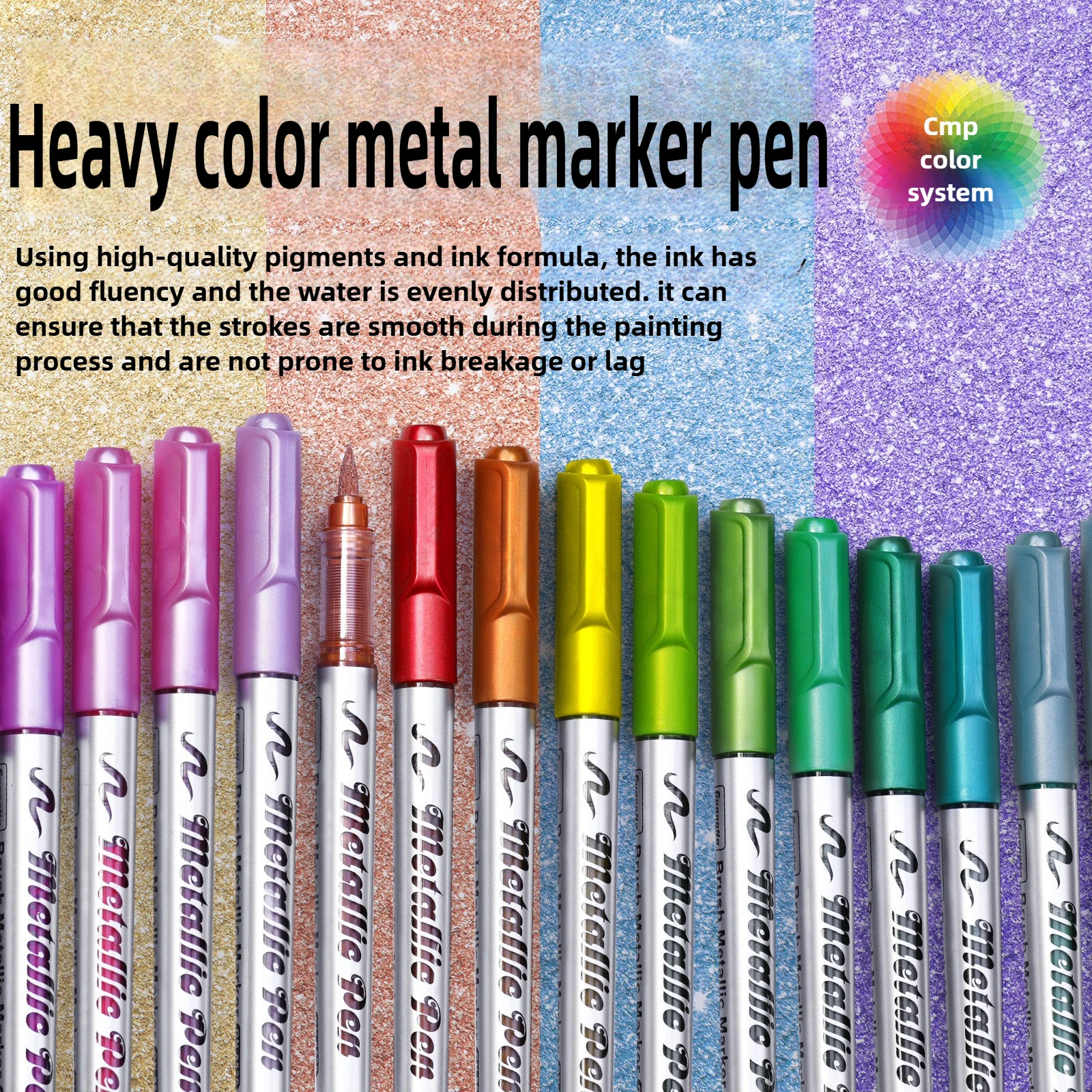 GUANGNA 8520 48/12 Colors Direct Liquild Metal Markers No Bleed Overlay Soft Tip Art Stationery School Supplies for DIY Graffiti