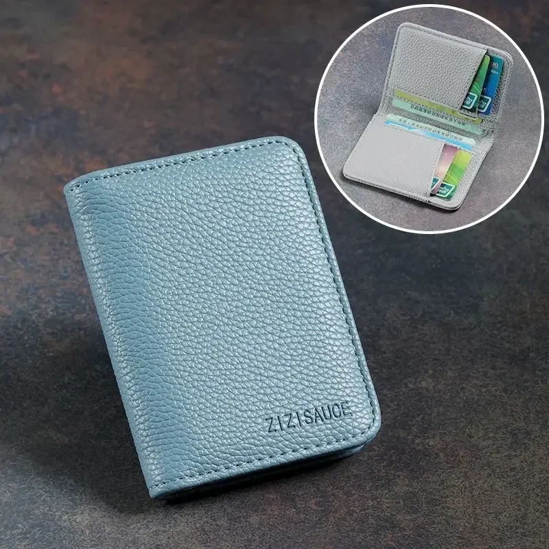 Multi-card Slot Solid Color Portable Leather Card Case Universal Bank Credit Card ID Bus Card Holder Travel Organizer Wallets