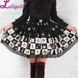 Jupe patineuse gothique à taille élastique, jupes Lolita courtes en dentelle noire Kawaii à carreaux doux