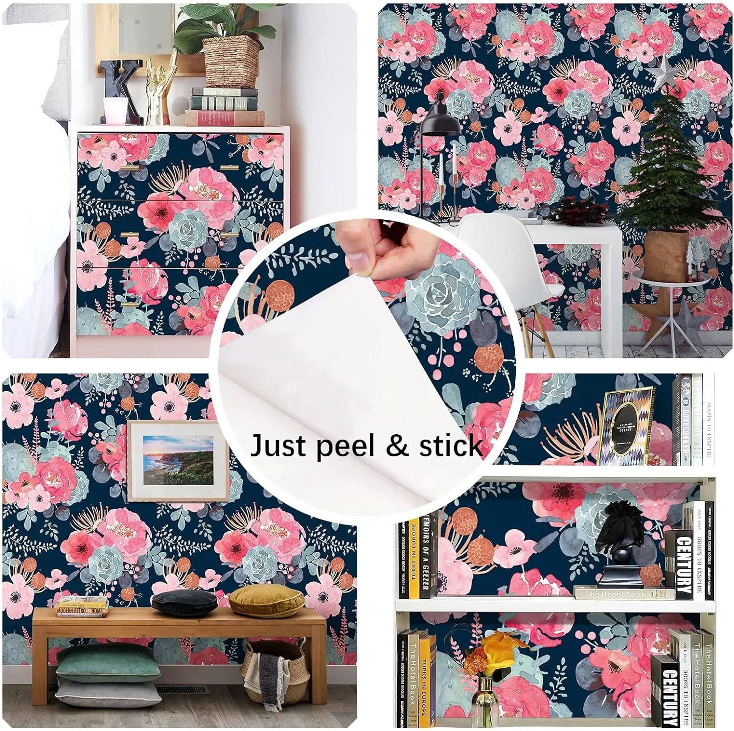 Thickened floral wallpaper furniture bedroom living room wall renovation and renovation waterproof vinyl self-adhesive paper