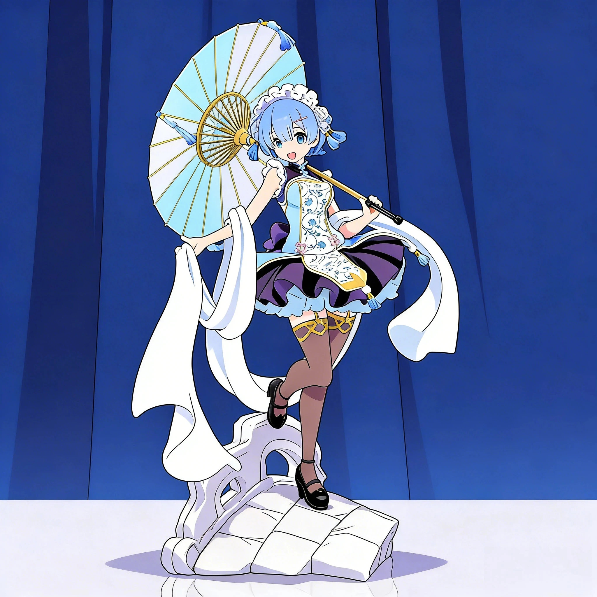 

Коллекционная фигурка Рем из Re:Zero - Жизнь в другом мире в стиле чонсам с зонтом из промасленной бумаги, ПВХ, для фанатов аниме