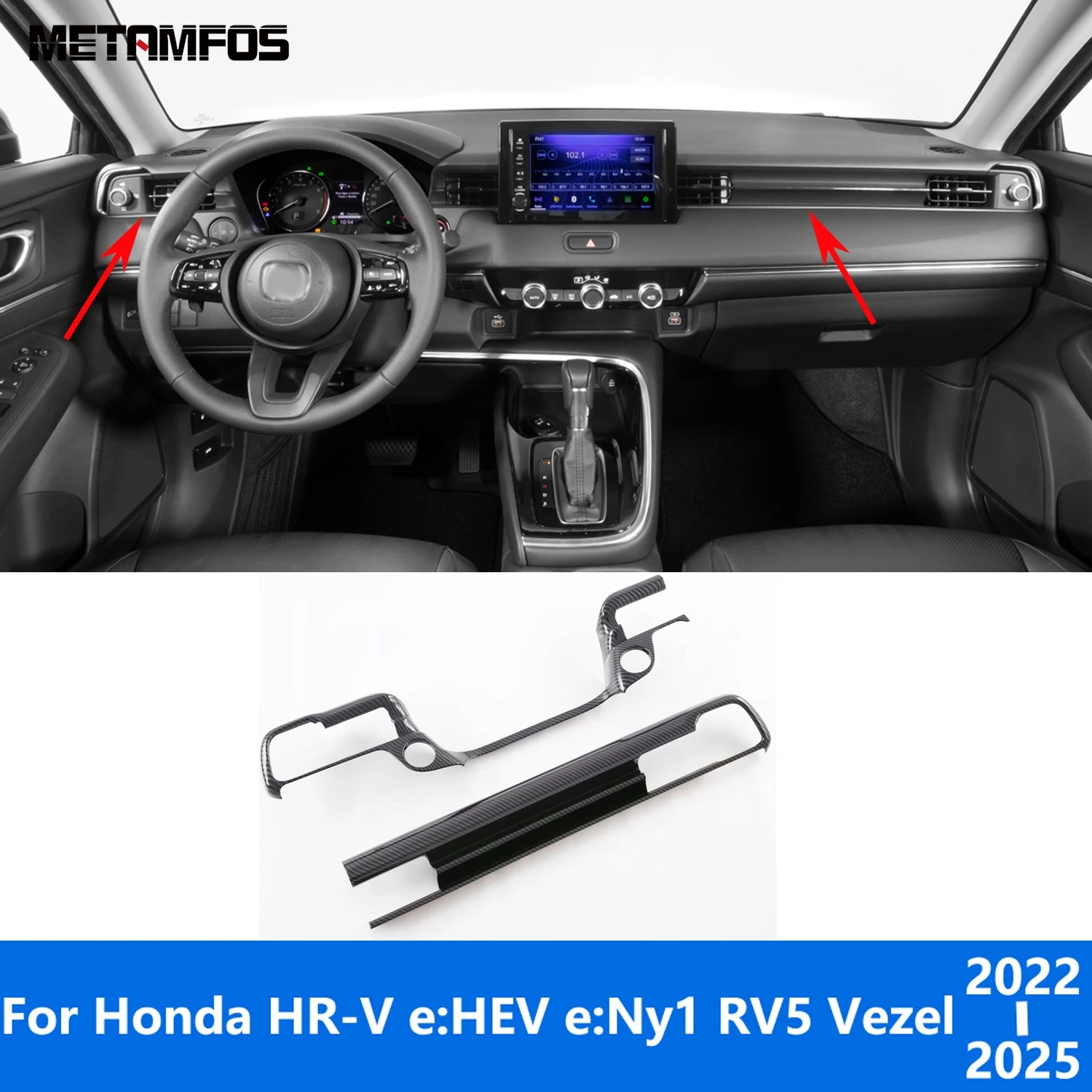 

Для Honda HR-V e:HEV e:Ny1 RV5 Vezel 2022 2023 2024 2025 Центральная консоль из углеродного волокна Панель приборной панели Накладка Автомобильные аксессуары