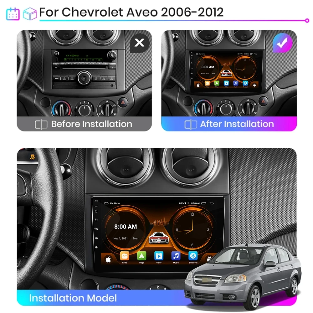 JIUYIN Android13 Voor Chevrolet AVEO T250 2006-2012 autoradio 2 din android Auto Multimedia GPS Track Carplay 2din DVD stereo