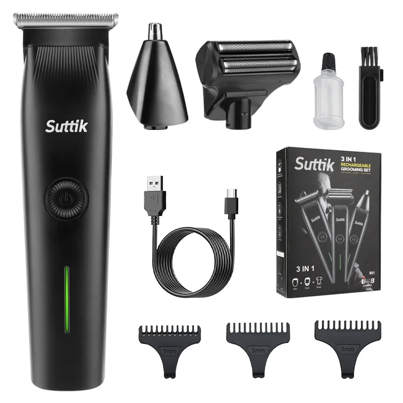 

Resuxi Suttik 981 Body Hair Trimmer for Men Nose Shaver 3 IN 1 Rechargeable Cordless Electric Razor