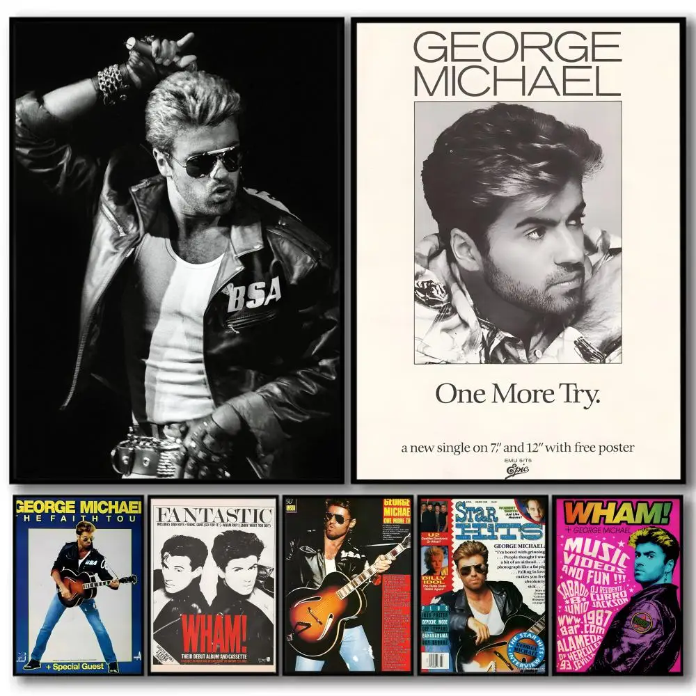 

Singer G-George Michael Painting Calligraphy High-Quality Cotton Canvas Poster Wall Art for Living Room Modern Home Decoration