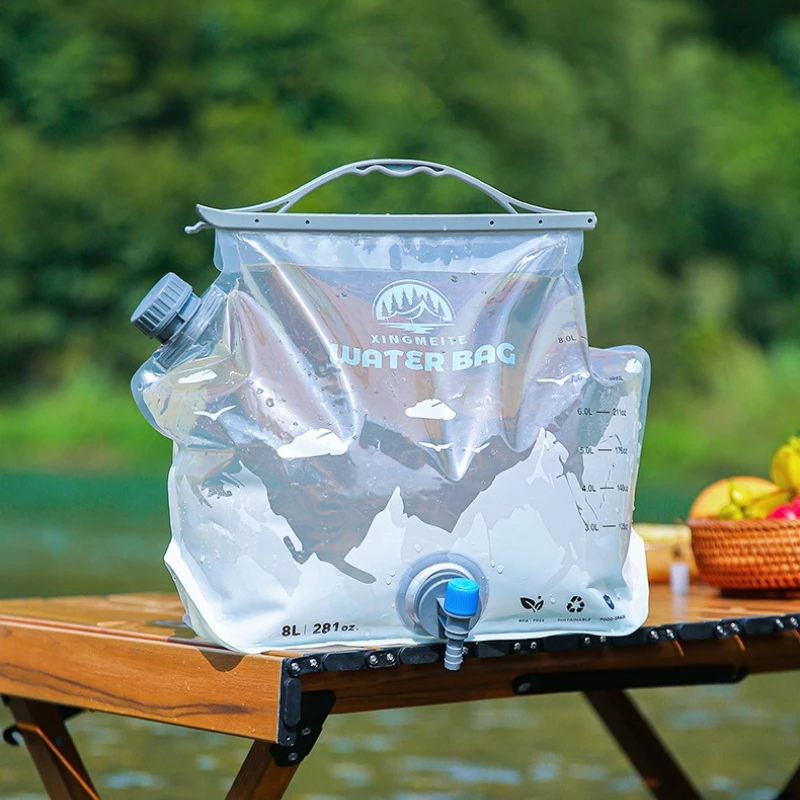 1pc Large Capacity Foldable Water Container Portable Storage Bag for Car Road Trip Camping Hiking Outdoor Daily Supplies