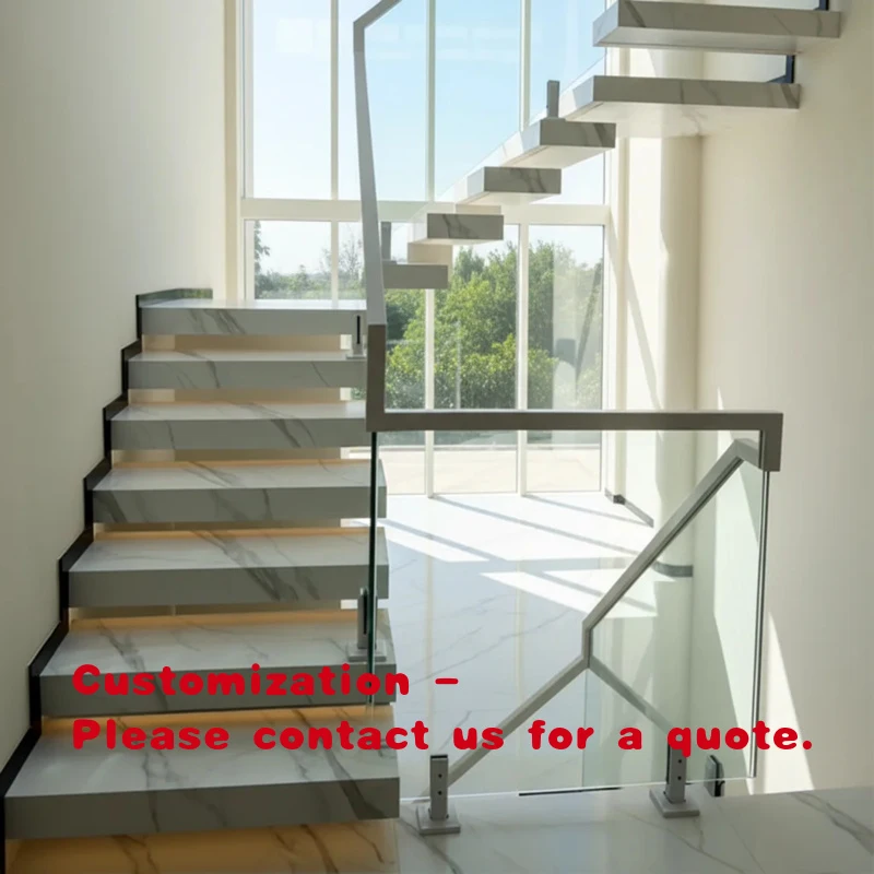 custom.Modern Indoor Straight Stairs Glass Railing Wooden Tread Staircase Steel Stairs Interior Design Home Floating S