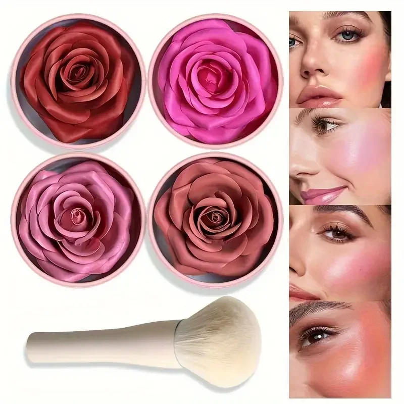 2pc Petal Blush Palette set with brush,Highgloss Contouring Cream Contour Makeup Rouge for Women Beauty Cosmetics Makeup Palette